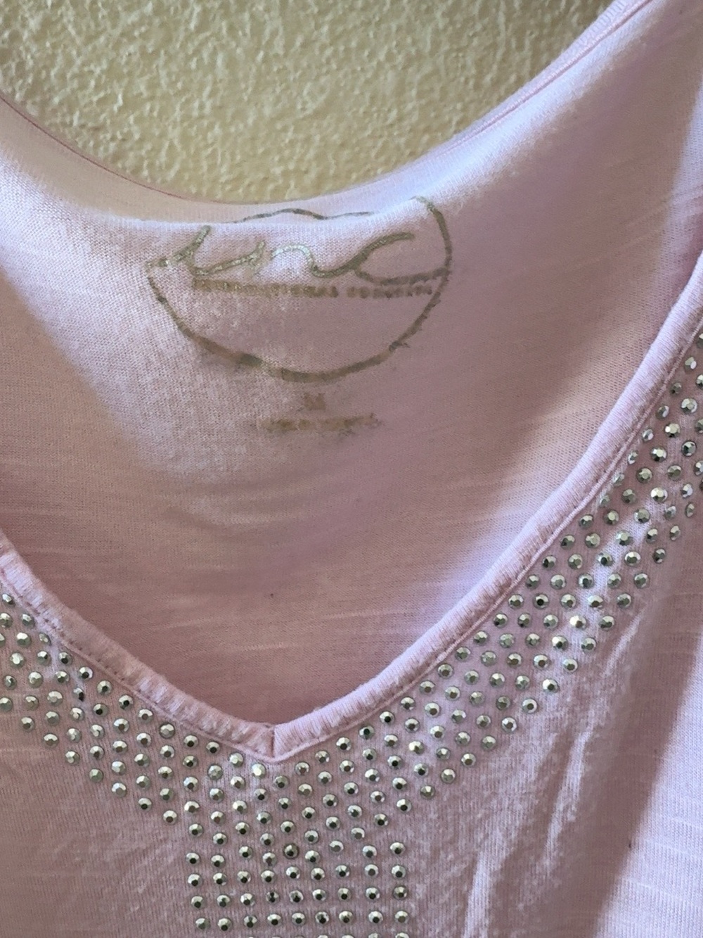 INC Pink Rhinestone Cold Shoulder Open Sleeve Top - Picture 5 of 6